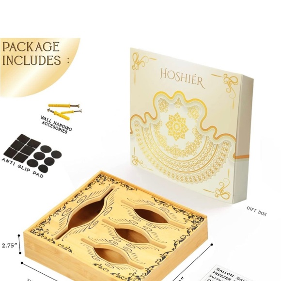 Ziplock Bag Storage Organizer for Drawer Wall Bamboo - Picture 3 of 9